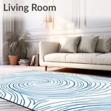 Deluxe Wavy Ripple Effect Plush Modern Contemporary Accent (Blue)