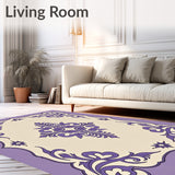 Celestial Medallion Motif with Botanical Scrollwork Accents(Purple)