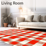 Harvest Plaid Patchwork Check Motif with Interlocking Autumnal Stripes(Red)