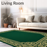 Art Nouveau Fern Filigree with Flowing Petal Swirls and Stylized Stems (Green)