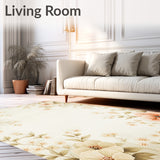 Floral Serenity Beige Elegant Bath Non Slip Shower(Ivory)