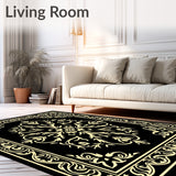 Floral Damask Inspired Motif with Elegant Vine Embellishments (Black)