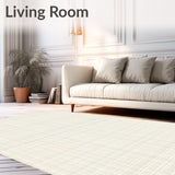 Artisan Mosaic Grid Area Showcasing Subtle Ivory Beige Checkered Design(Beige)