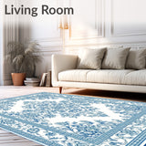Vintage Inspired White Cowhide Timeless Exotic Floor(Blue)