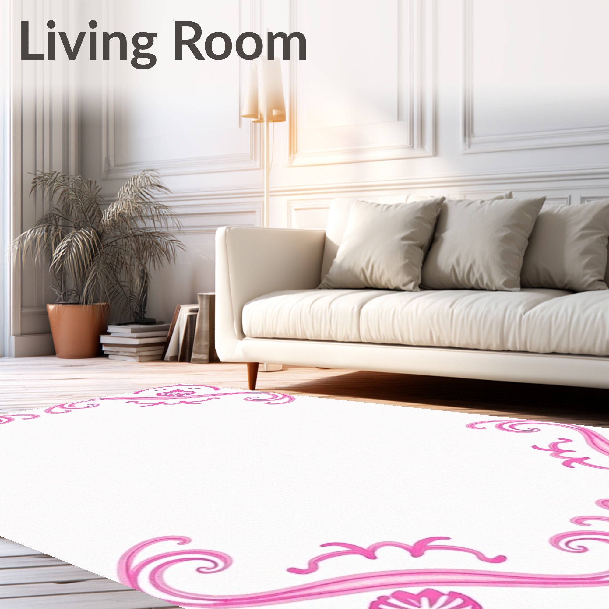 Whimsical Swirl Mosaic with Delicate Floral Embellishments and Curves (Pink) - ODIKA