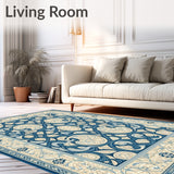 Braided Cottage Classic Swirl Design Blue Beige Rustic Accent(Beige)