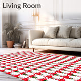 Yuletide Checkered Decorative Floor Covering(Red)