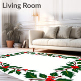 Holly Berry Vine Border Traditional Christmas Floor(Green)