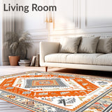 Boho Western Medallion Area Geometric Tribal Print(Orange)