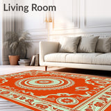 Tapestry with Stylized Lotus and Curved Florals (Orange) - ODIKA
