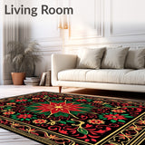 Classic Holiday Floral Tapestry with Festive Botanical Swirls(Black)