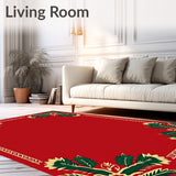 Winter Pine Interlocking Motif with Festive Embellished Borders(Red)