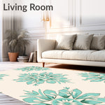 Botanical Garden Heirloom Faded Medallion Elegant Embroidery (Teal) - ODIKA