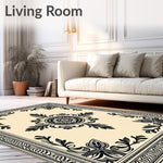 Vintage Medallion Ornate Botanical Motif Traditional Design (Beige) - ODIKA