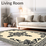 Vintage Medallion Ornate Botanical Motif Traditional Design (Beige) - ODIKA