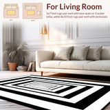 Contemporary Monochrome Striped With Lattice For(Black)