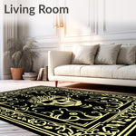 Damask Floral Scroll with Elegant Victorian Ornaments (Black) - ODIKA