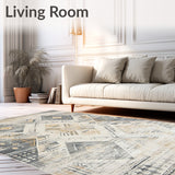 Boho of for Floor Non Slip Rubber Backing(Beige)