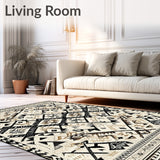 Handcrafted Boho Runner With Ethnic Geometric Diamond(Beige)