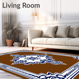 Classic Damask Medallion with Flourished Scrollwork(Brown)