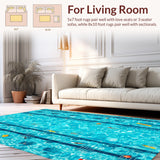 Ultra Soft Area Rug, Non Slip, Stain Resistant, Washable Area Rugs for Living Room, Bedroom, Swimming Pool Print Shaggy(Blue)