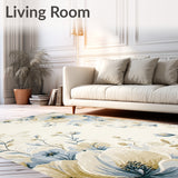 Azure Echoes Area Floral Beige & Blue Oval(Beige)