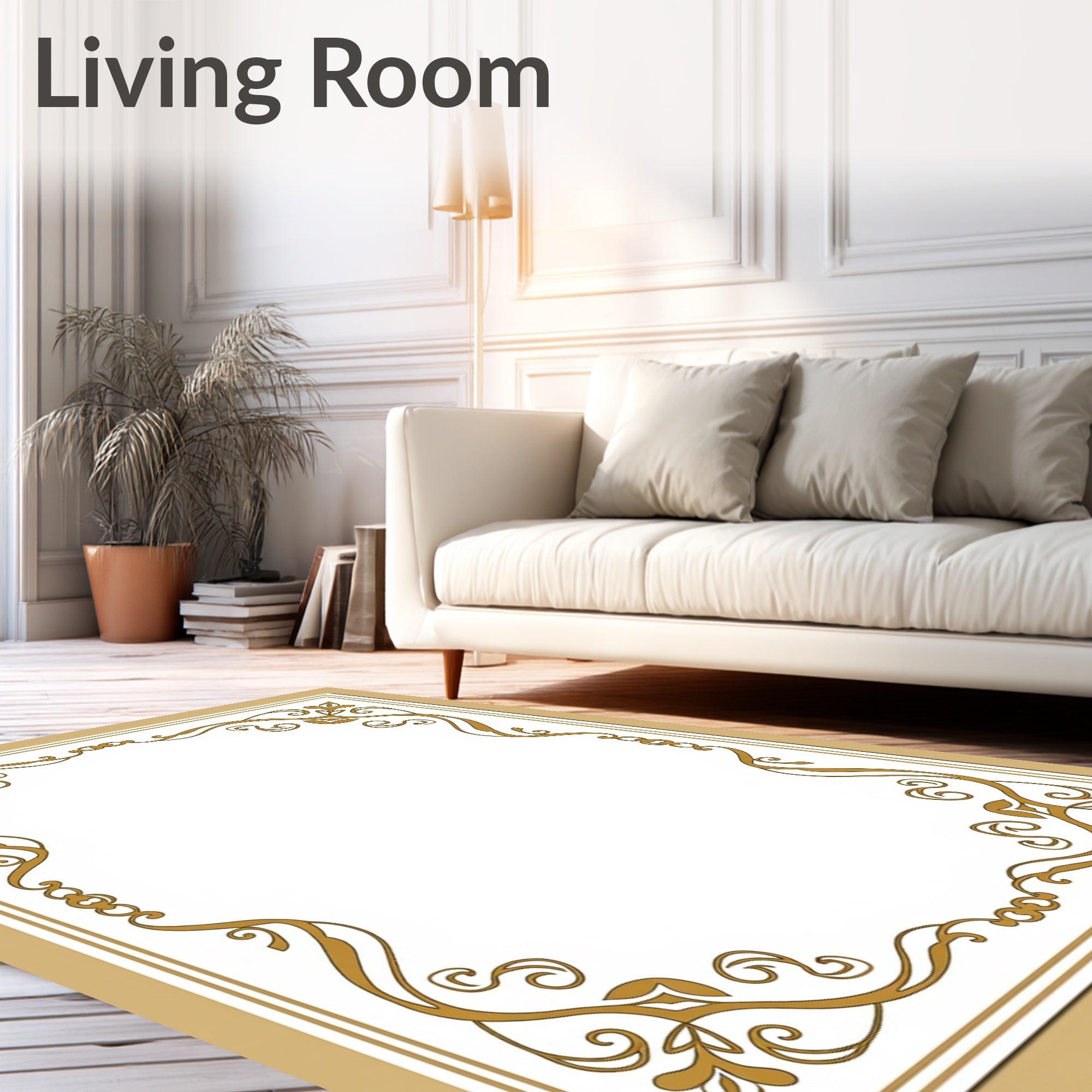 Botanical Vine Scroll with Classic Edge Trim (Gold) - ODIKA