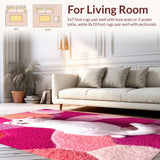 Ultra Soft Area Rug, Non Slip, Stain Resistant, Washable Area Rugs for Living Room, Bedroom, cat shaped cartoon tufted(Pink)
