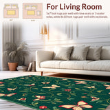 Ultra Soft Area Rug, Non Slip, Stain Resistant, Washable Area Rugs for Living Room, Bedroom, Artistic Floral Low Pile Living Room Rug(Green)