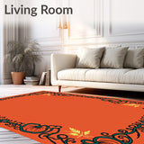 Autumn Harvest Pumpkin Motif with Vine Border Design(Orange)