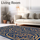 Abstract Paisley Swirl Collection with Teardrop Motif Arrangement(Blue)