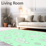 Whimsical Cloud Burst Shag with Spiral Galaxy Motifs (Green)