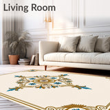 Classic Oriental Chinoiserie Floral Medallion with Intricate Motifs(Gold)