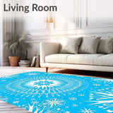 Arctic Starburst Interlocking Flake Mosaic Patterned Holiday(Blue)