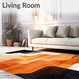 Copper Black Burnt Orange Abstract Indoor Floor(Beige)