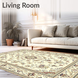 Elegant Micro Loop Beige Ivory Area with Classic Medallion Art(Beige)