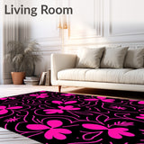 Abstract Floral Silhouettes Interwoven with Fine Curved Lines(Black)