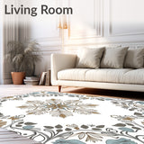 Retro Garden Tapestry with Interlocking Vine and Blossom Motifs(Brown)