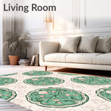 Inspired Interlocking Floral Medallion with Blush Highlights(Green)
