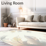 Whispering Wind Beige Abstract Feather Non Slip(Beige)