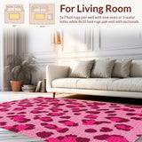 Ultra Soft Area Rug, Non Slip, Stain Resistant, Washable Area Rugs for Living Room, Bedroom, Leopard Print Washable(Pink)