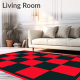 Plaid Check Design with Bold Contrasting Stripes and Crisp Lines(Red)