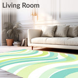 Gradient Waves Modern Floor Covering (Green)