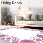 Ornate Floral Arrangement Featuring Stylized Petal Clusters and Vines (Pink) - ODIKA