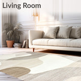 Contemporary Square Beige Abstract Design(Beige)