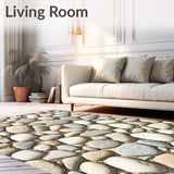 Pebble Beige Chenille Bath Area Non Skid Mat(Beige)