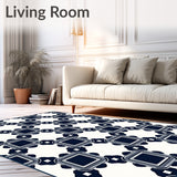 Windowpane Trellis Artisan Handwoven Bistro Café Inspired Checks (Navy)