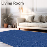 Botanical Leaves and Wave with Subtle Abstract Detailing (Blue)