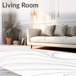 Ethereal Wave Patterned Floor Covering Featuring Fluid Lines (White) - ODIKA