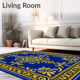 Damask Garden With Ornate Palace Filigree (Blue)